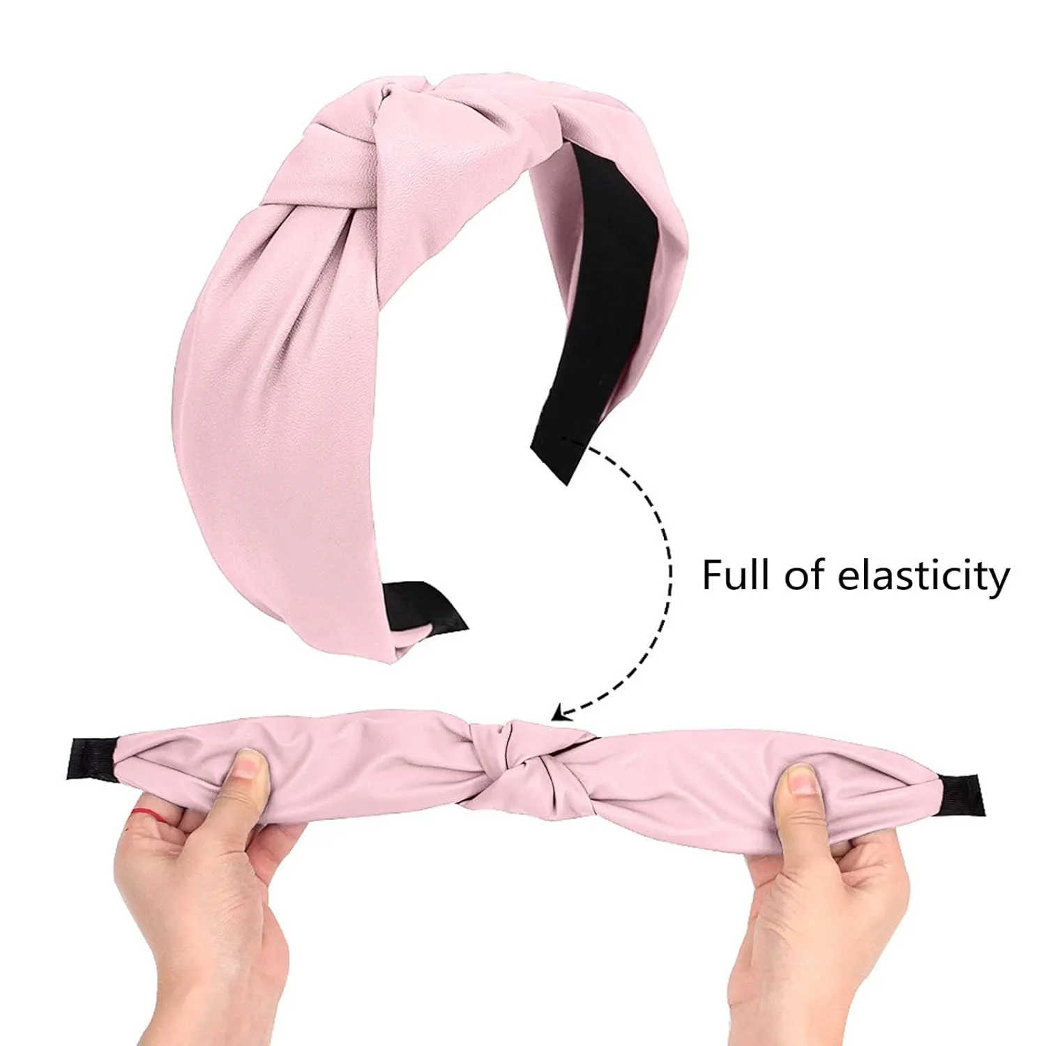YOLAI Padded Headbands for Women Girls Wide Solid Color Hairbands Hair Hoops Fashion Ladies Hair Band (Pink, One Size)