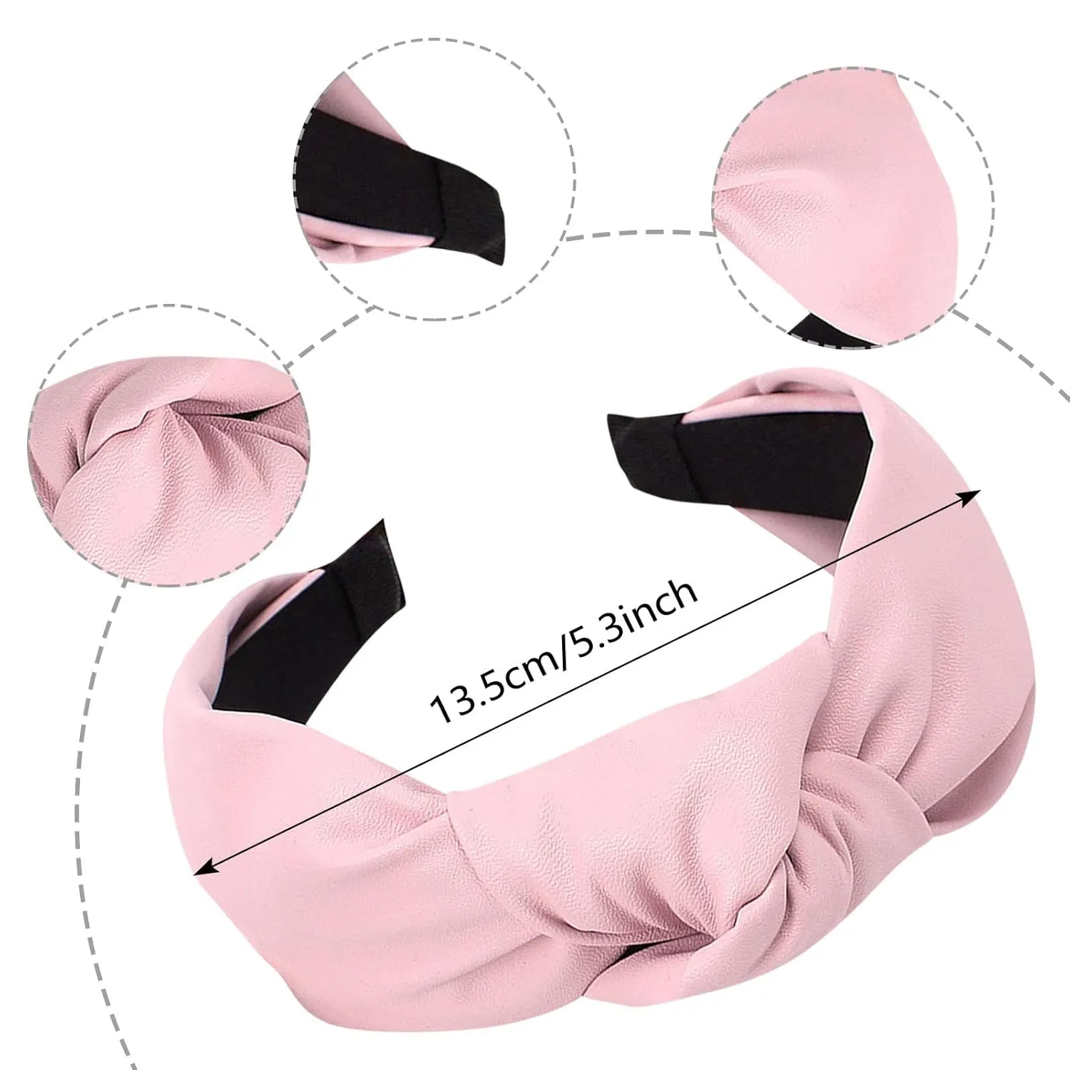 YOLAI Padded Headbands for Women Girls Wide Solid Color Hairbands Hair Hoops Fashion Ladies Hair Band (Pink, One Size)