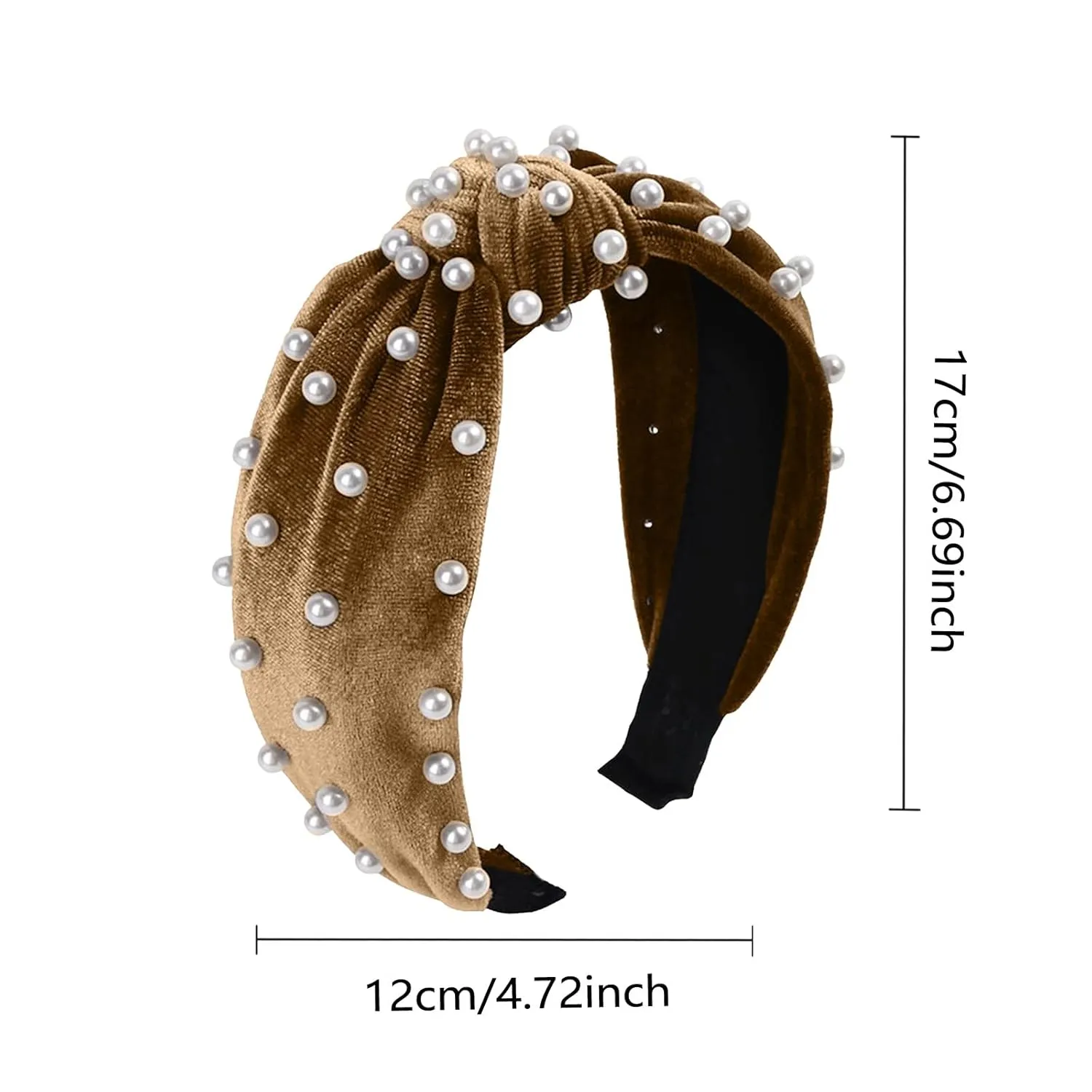 YOLAI Pearl Knotted Headband Women Hairband Elegant Wide Top Knot Headbands Fashion Ladies Hair Hoop (Gold, One Size)
