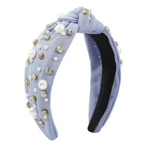 YOLAI Pearls Headbands for Women Girls Wide Headbands Solid Hair Hoops Fashion Head Bands for Women's Hair (B, One Size)