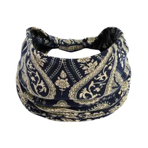 YOLAI Wide Headbands for Women Knotted Boho Head Bands Elastic Turban Hairbands Fashion Hair Wraps Bands for Womens (Navy, One Size)
