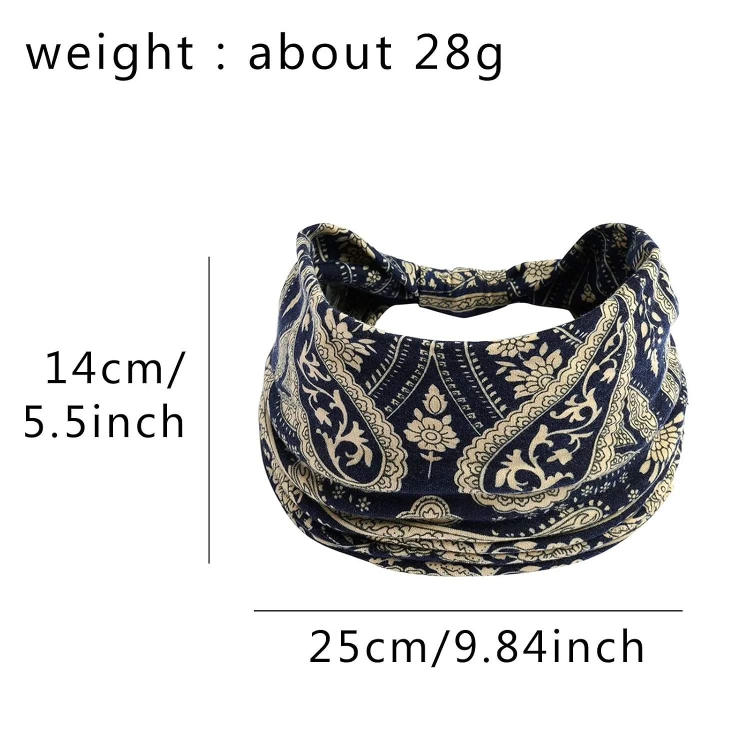 YOLAI Wide Headbands for Women Knotted Boho Head Bands Elastic Turban Hairbands Fashion Hair Wraps Bands for Womens (Navy, One Size)