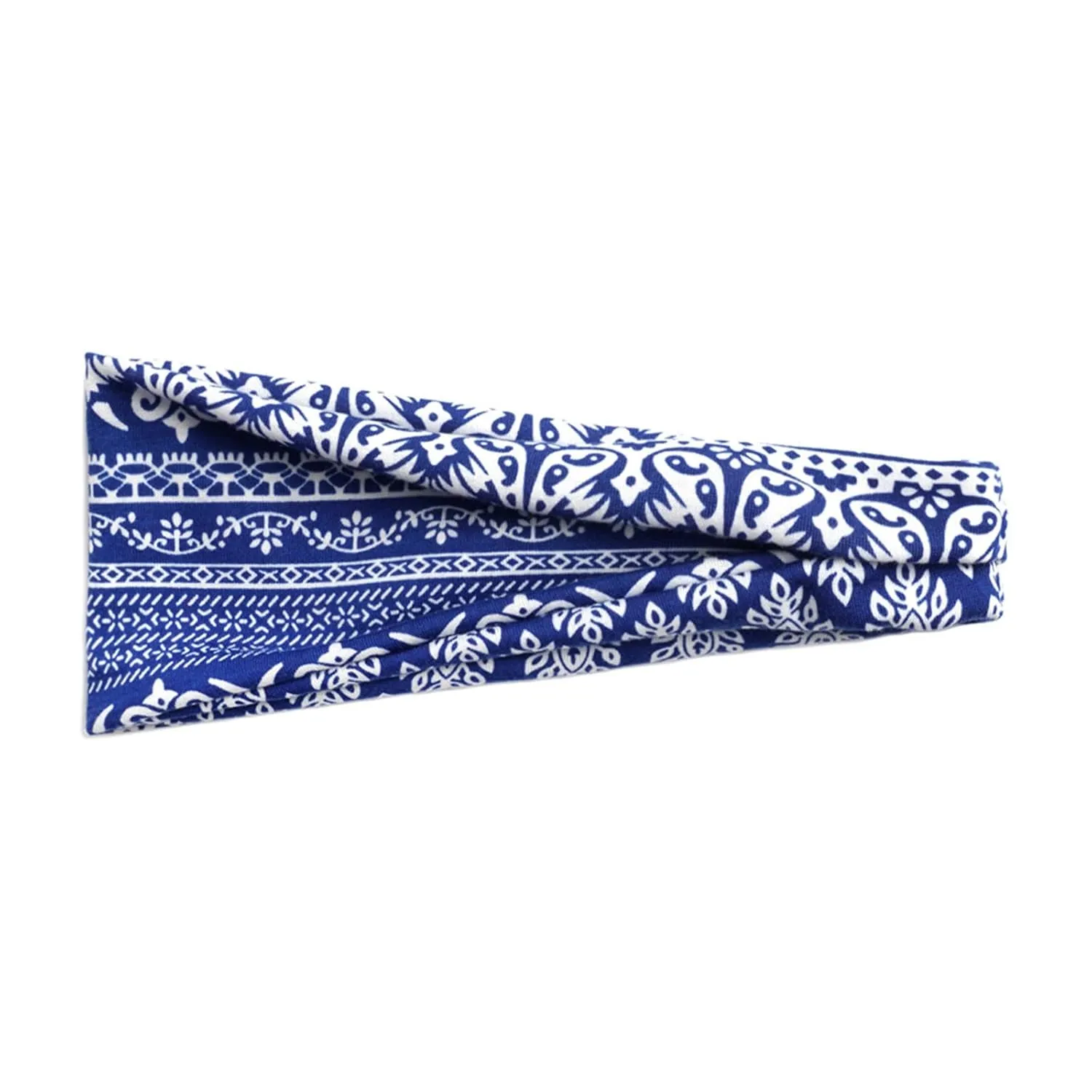 YOLAI Wide Headbands for Women Knotted Boho Head Bands Non Slip Elastic Hairbands for Girls Fashion Hair Bands (Blue, One Size)
