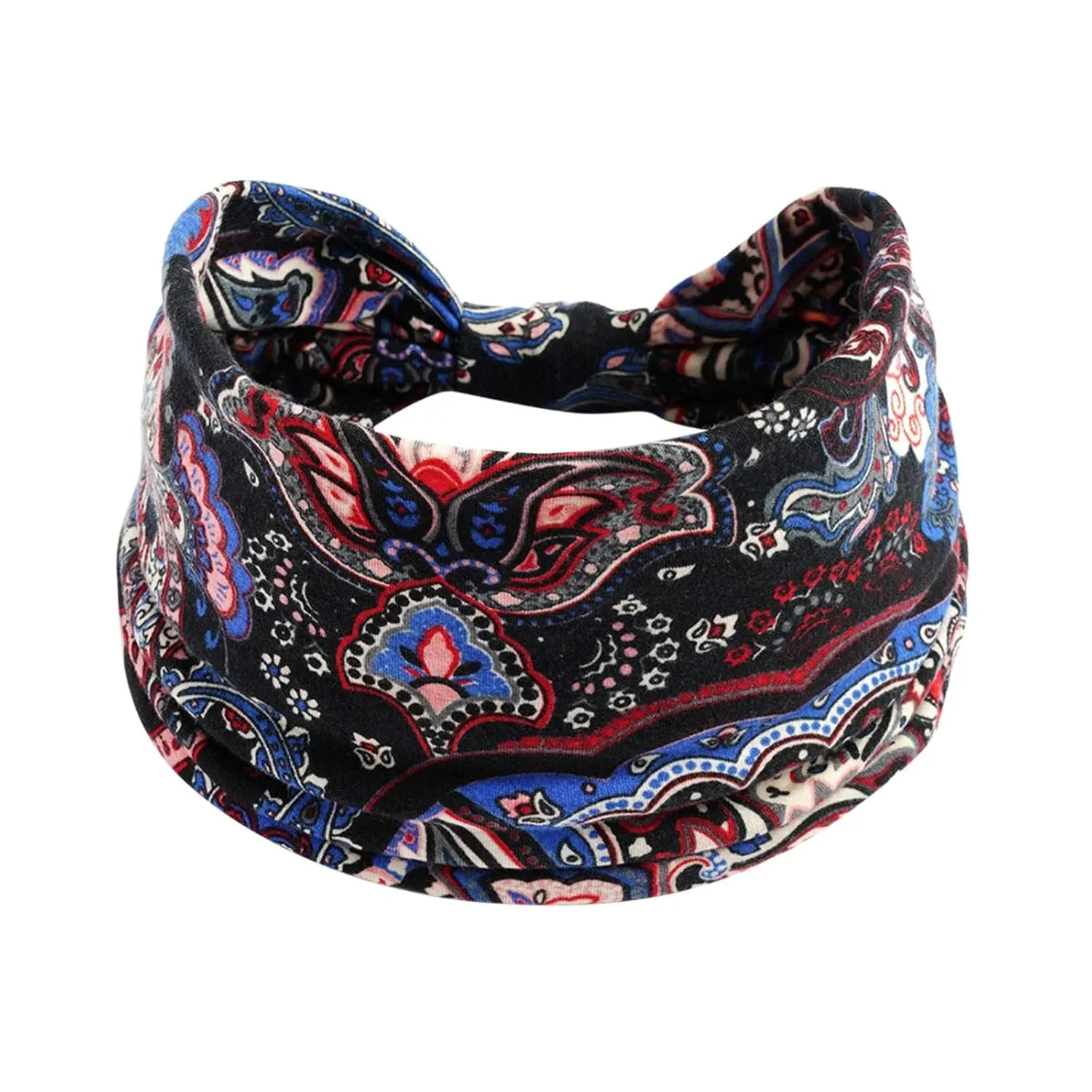YOLAI Women Headbands Elastic Hair Bands Workout Running Turban Headwrap Non Slip Yoga Hair Wrap for Girls (Blue, One Size)