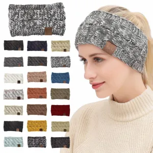 YOLAI Womens Winter Ear Warmer Headbands Cable Knit Head Wrap Fleece Lined Headband for Women Girls (F, One Size)
