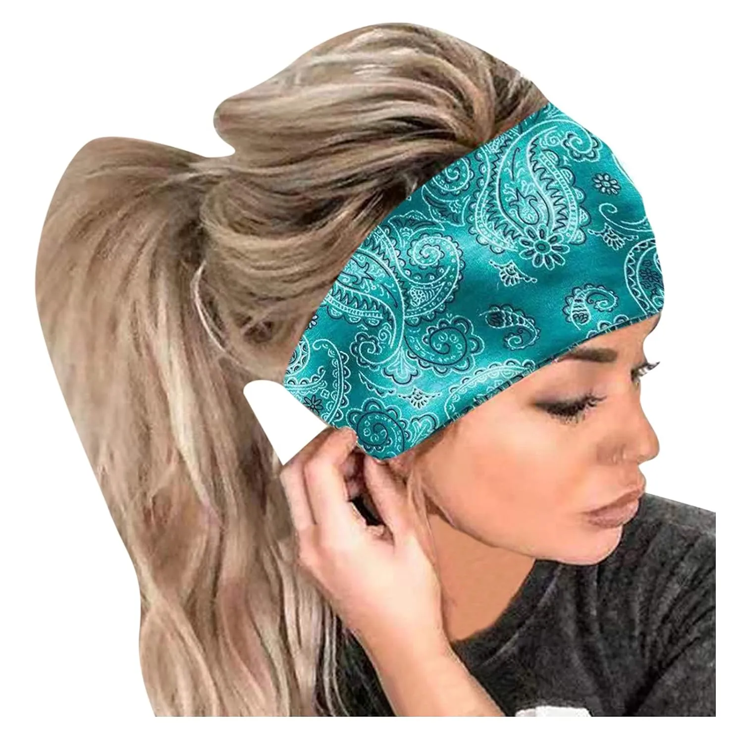 YOLAI Yoga Headbands for Women Non Slip Elastic Hairbands Head Accessories Hairbands for Sports Fitness Running (Green, One Size)