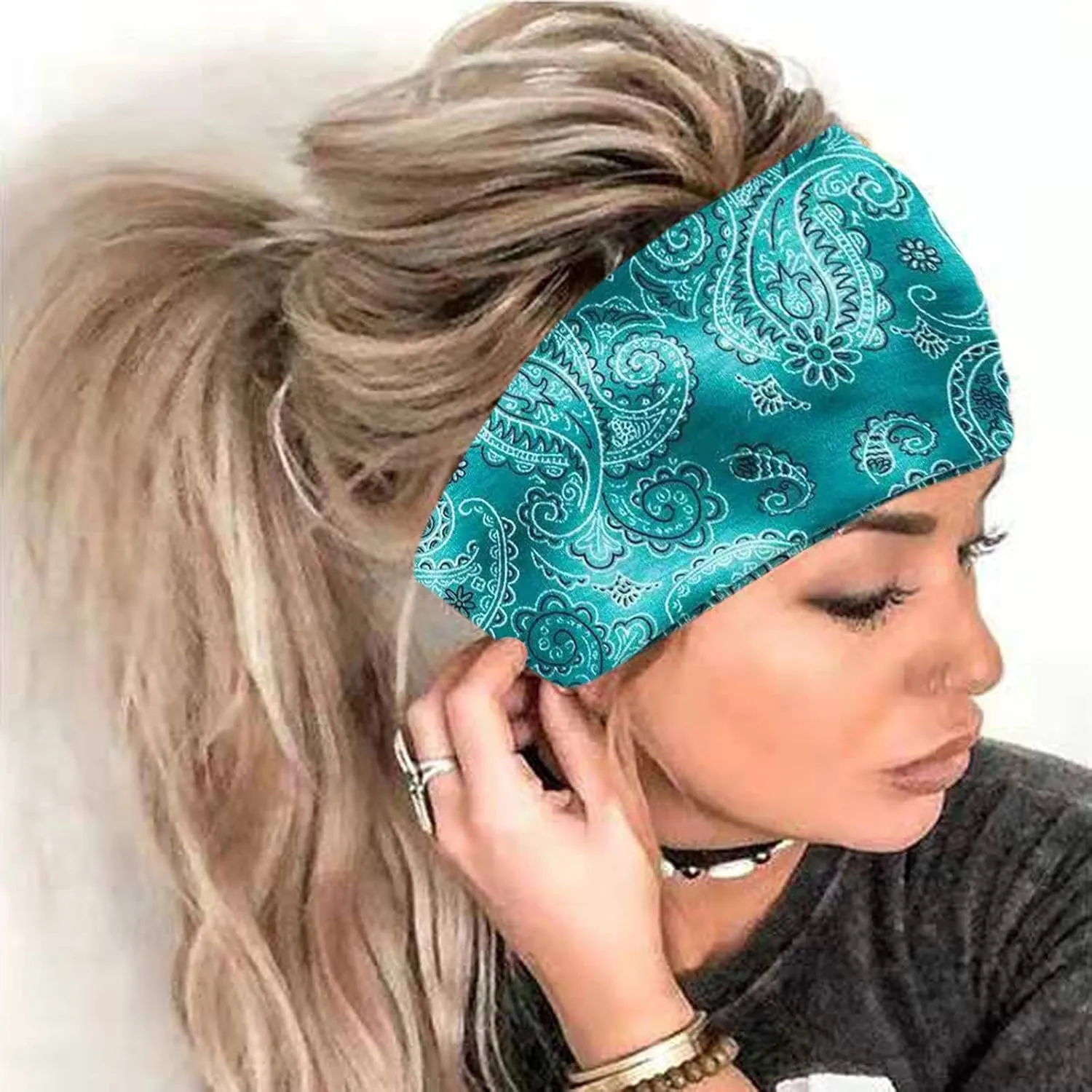 YOLAI Yoga Headbands for Women Non Slip Elastic Hairbands Head Accessories Hairbands for Sports Fitness Running (Green, One Size)