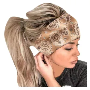 YOLAI Yoga Headbands for Women Non Slip Elastic Hairbands Head Accessories Hairbands for Sports Fitness Running (Khaki, One Size)