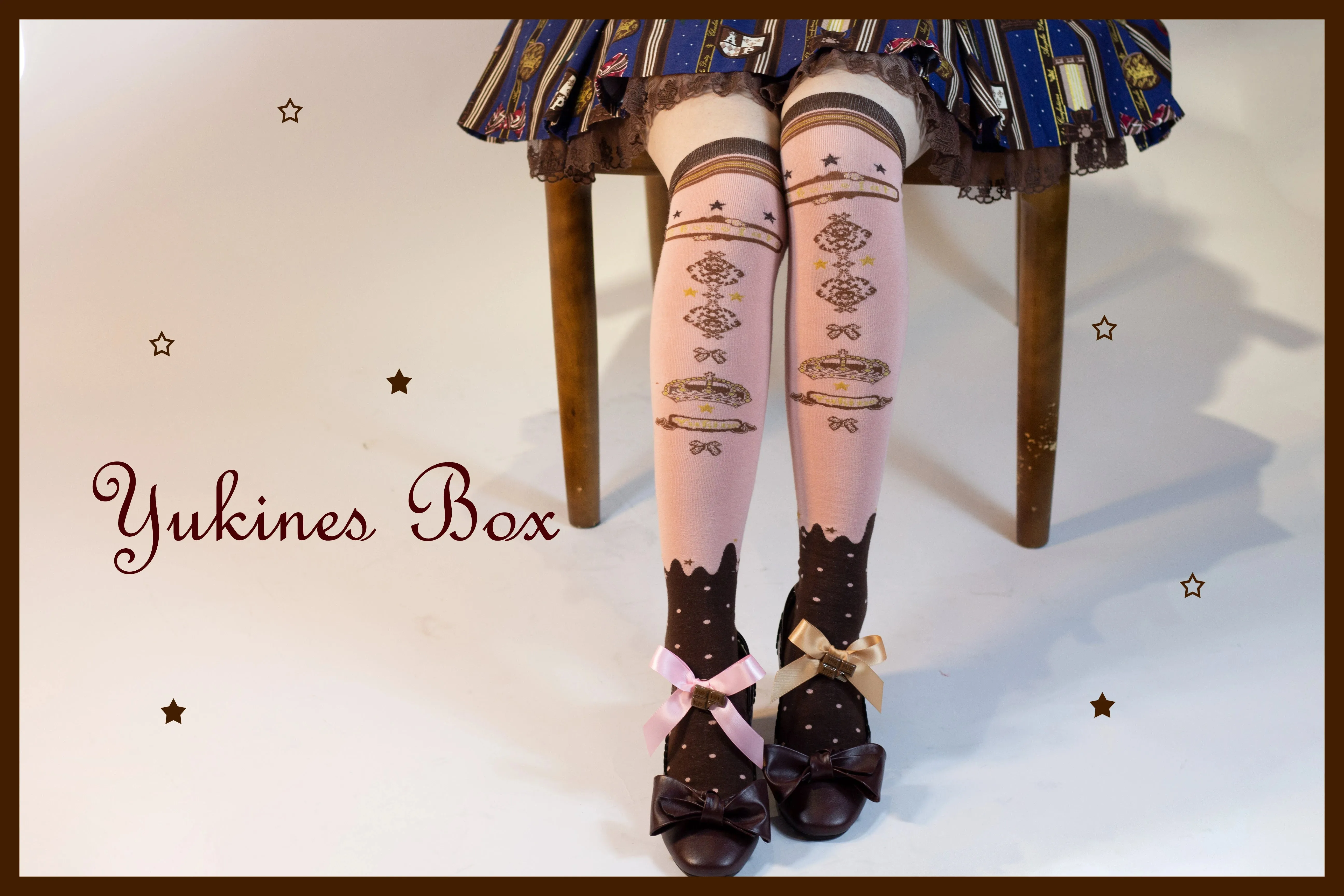 Yukines Box~Retro Lolita Chocolate Color Cotton Socks