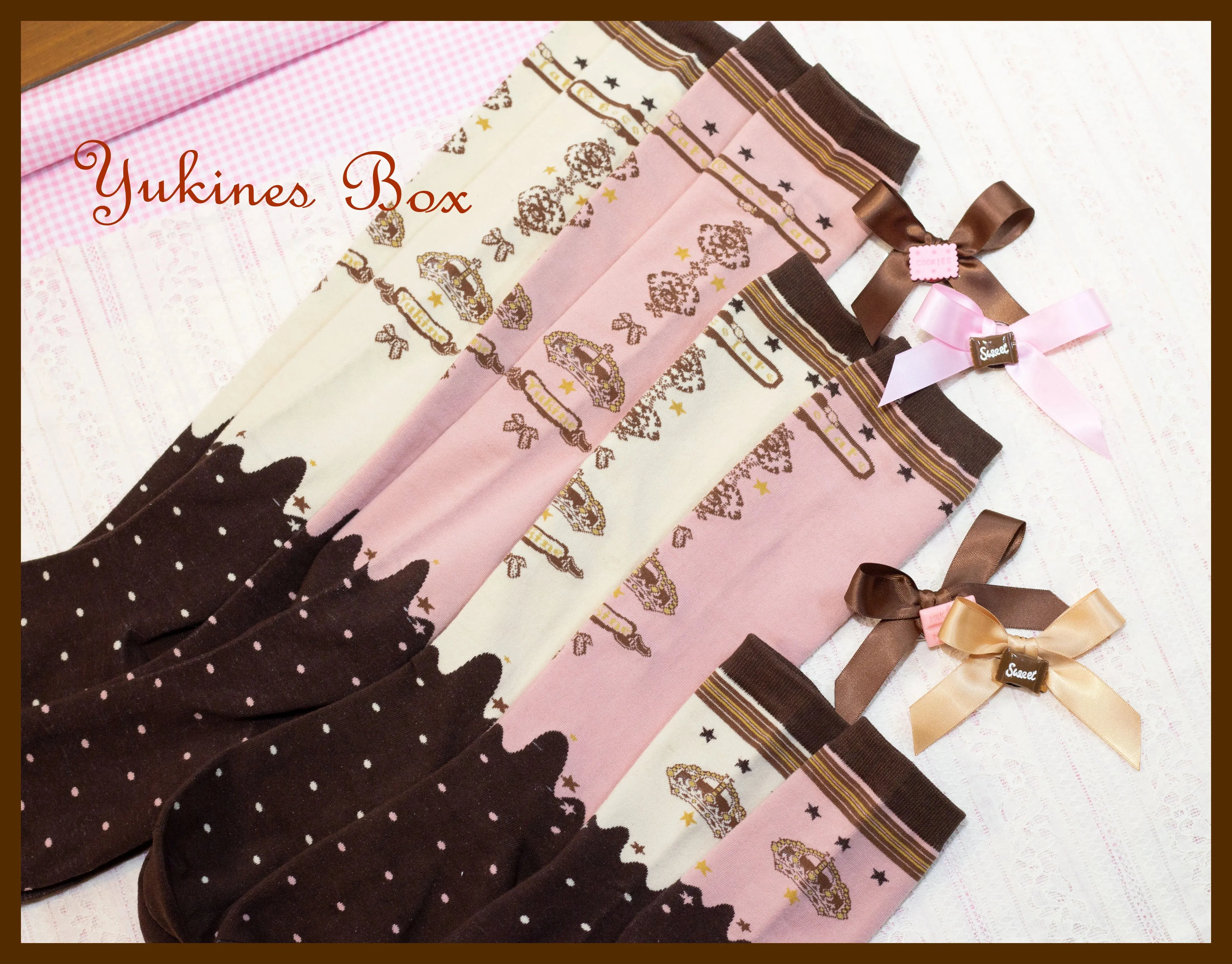 Yukines Box~Retro Lolita Chocolate Color Cotton Socks