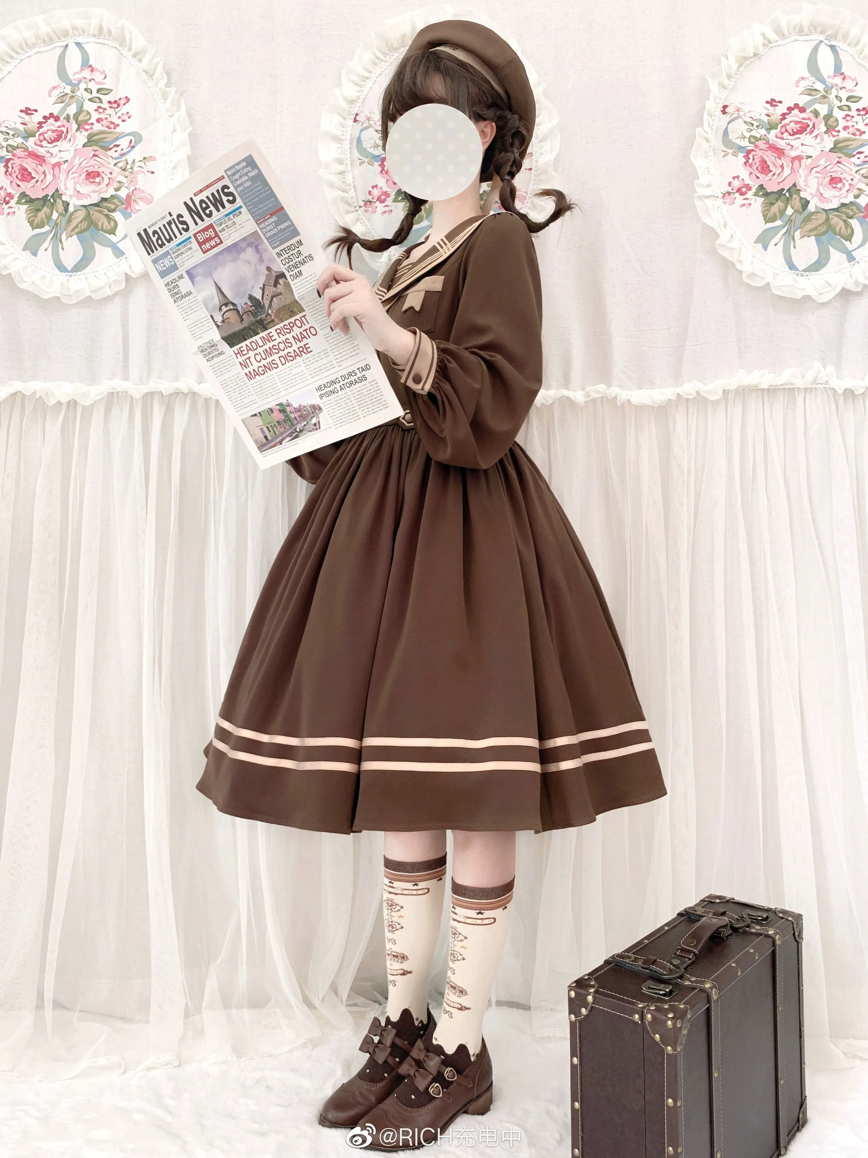 Yukines Box~Retro Lolita Chocolate Color Cotton Socks