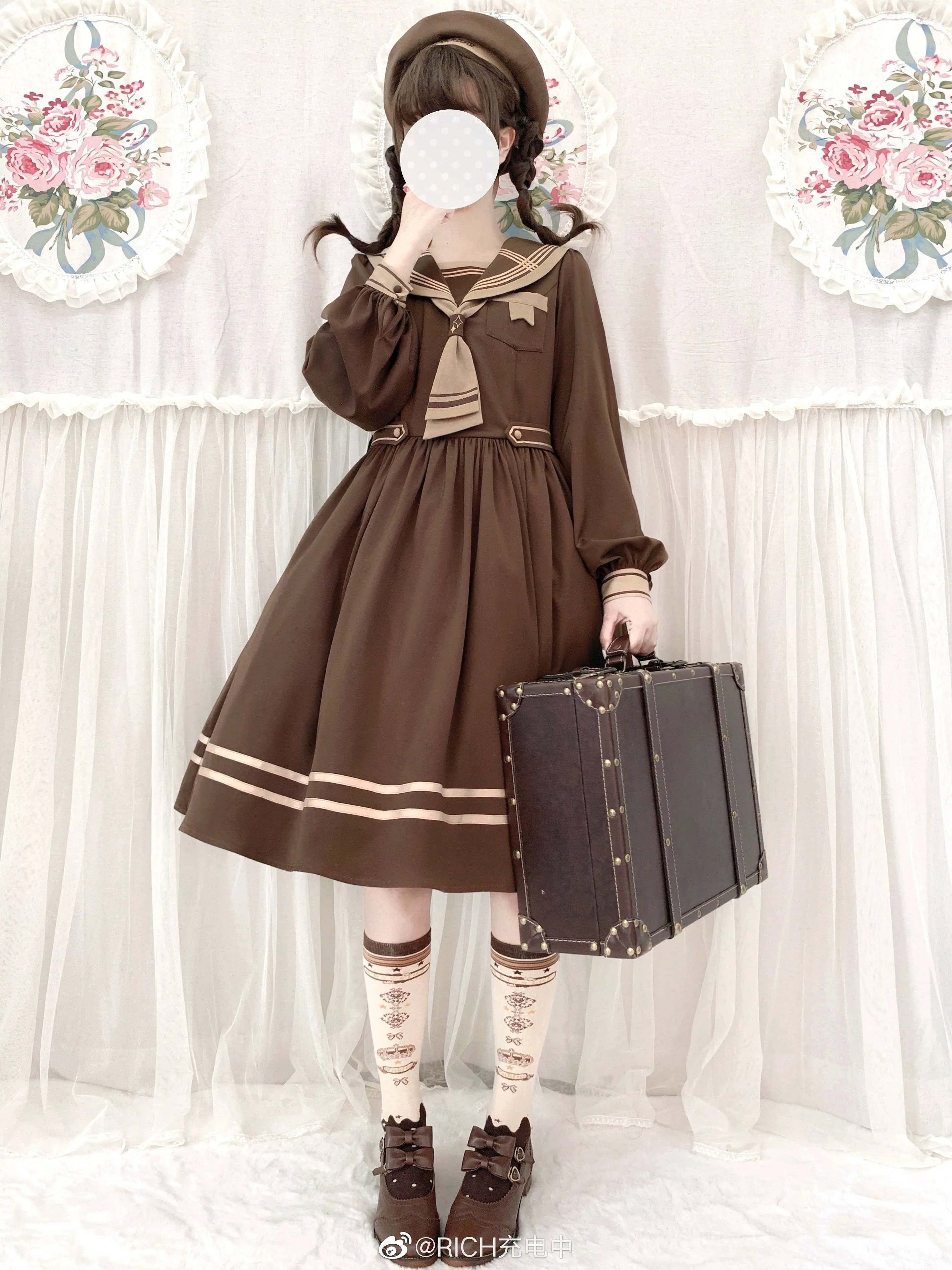 Yukines Box~Retro Lolita Chocolate Color Cotton Socks