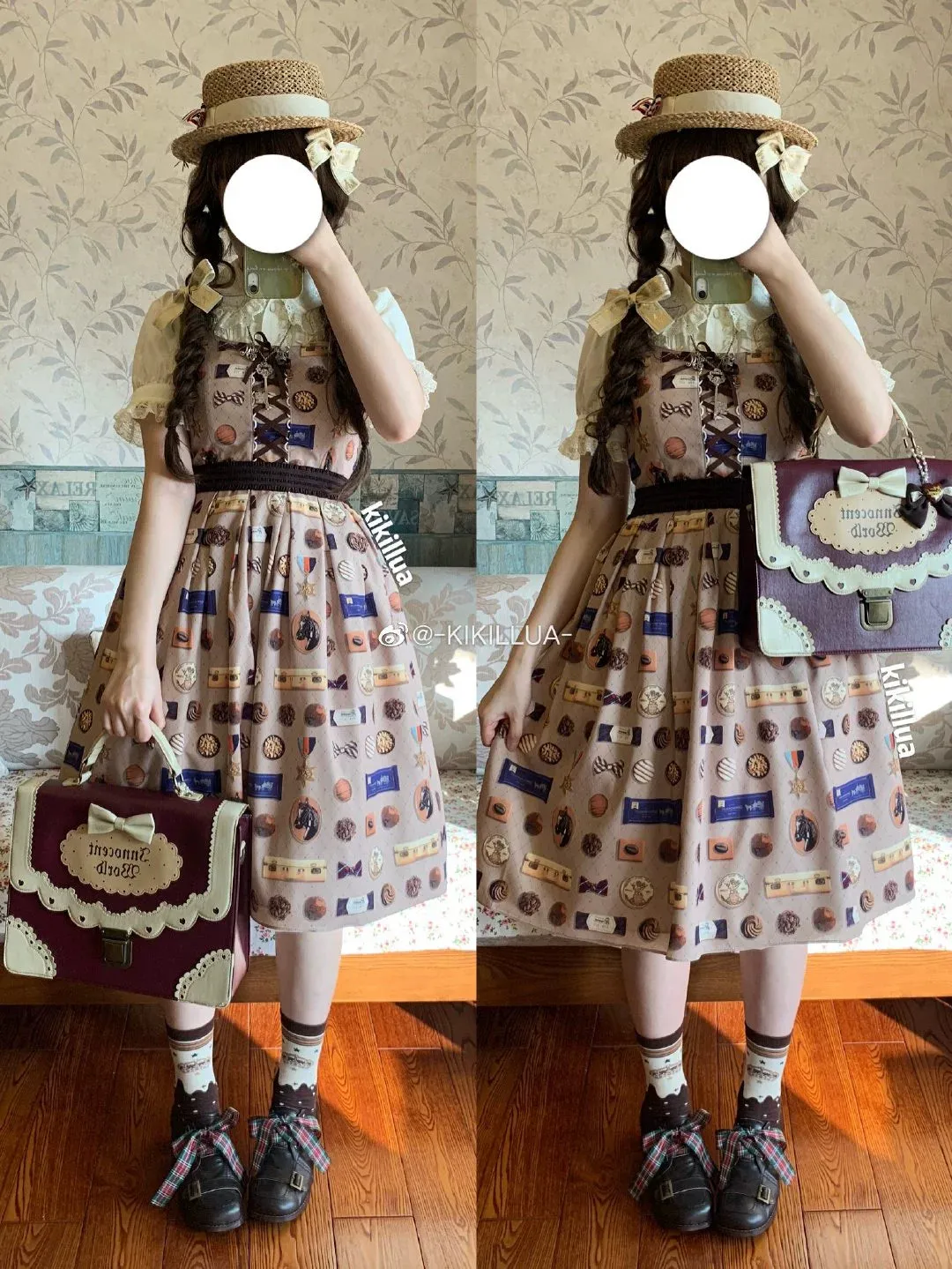 Yukines Box~Retro Lolita Chocolate Color Cotton Socks