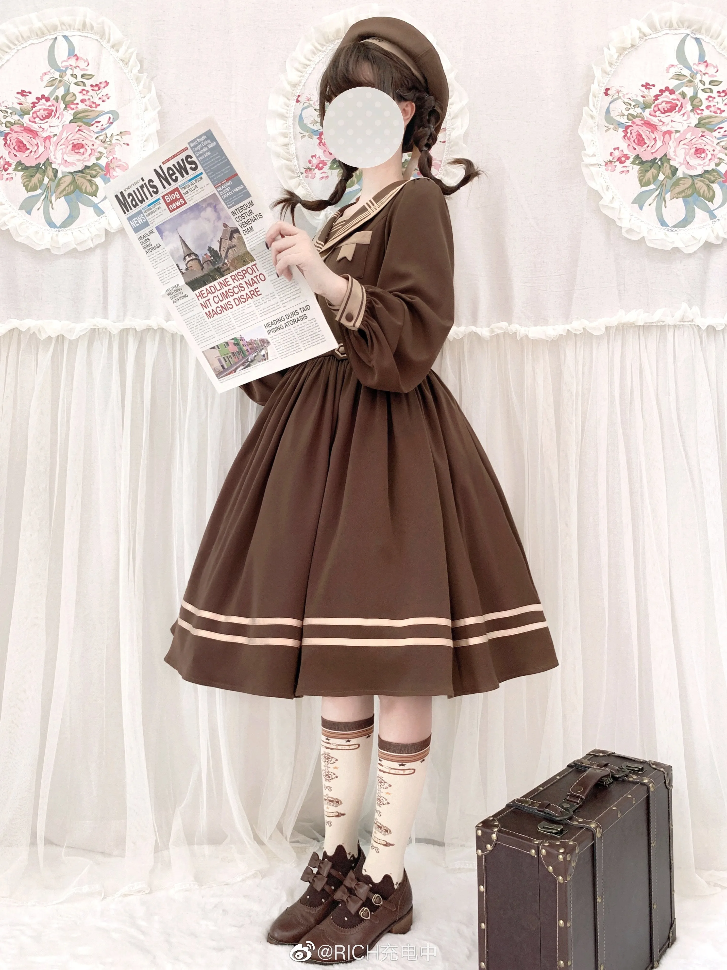 Yukines Box~Retro Lolita Chocolate Color Cotton Socks