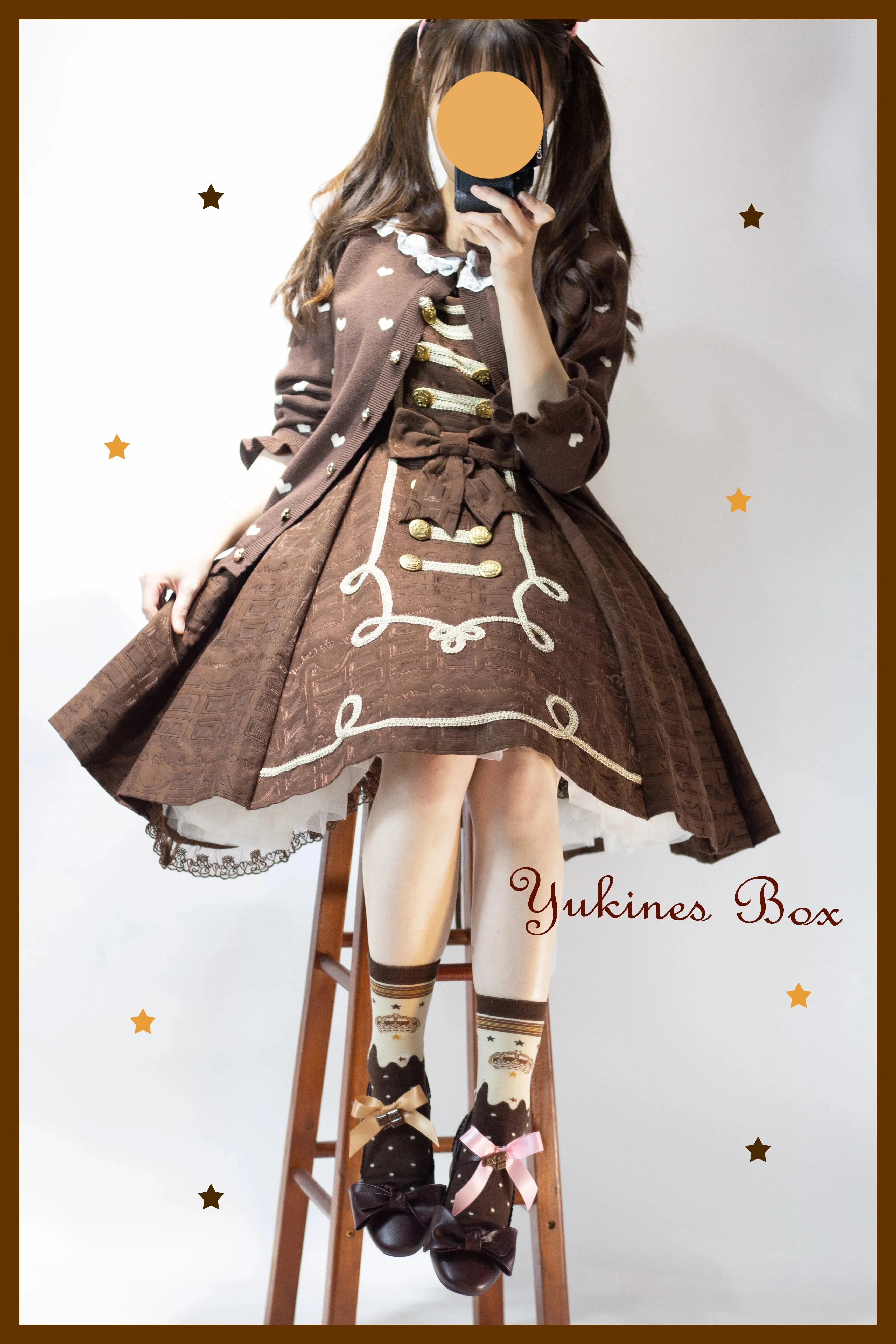 Yukines Box~Retro Lolita Chocolate Color Cotton Socks