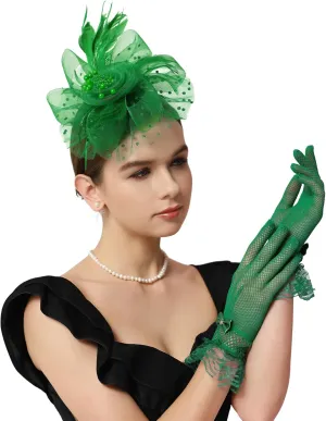 Zando Kentucky Fascinators Hats for Women Derby Tea Party Hat Flower Mesh Feathers Headband Headwear Hair Clip for Girls