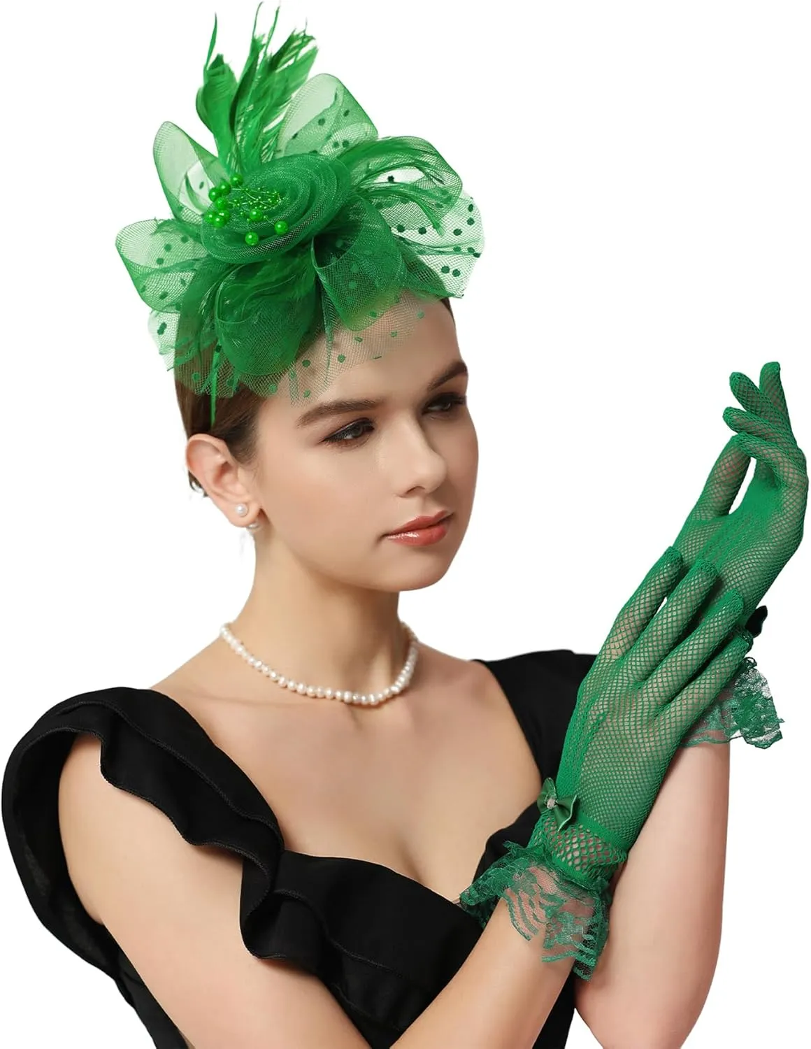 Zando Kentucky Fascinators Hats for Women Derby Tea Party Hat Flower Mesh Feathers Headband Headwear Hair Clip for Girls