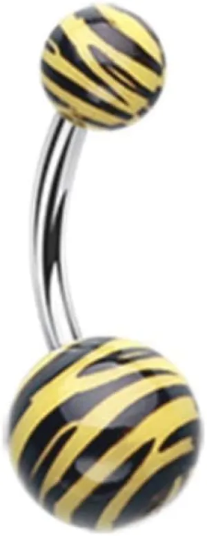 Zebra Stripe Patterned Acrylic Belly Button Ring