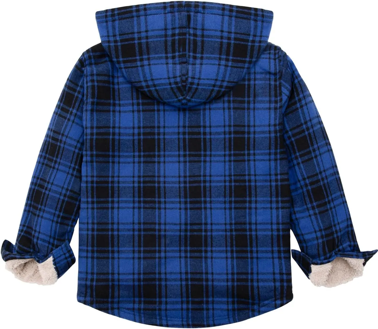 ZENTHACE Boys Sherpa Lined Full Zip Flannel Plaid Shirt Jacket,Cozy Hooded Flannel Shirt with Hand Pockets