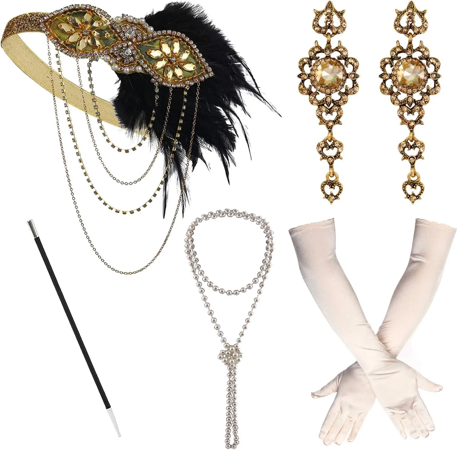 ZeroShop 1920s Flapper Accessories Set for Roaring 20s Costumes