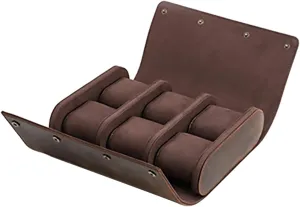 ZEZEFUFU 6 Slots Leather Watch Storage Box Jewelry Roll Watch Display Organizer Case Watch Holder Case Accessory