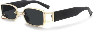 Zoey Small Square Sunglasses Metal Frame Full Rim Glasses Womens Outdoor Fashion Eyewear For Party UV Protection Womens Gift Gold/Black