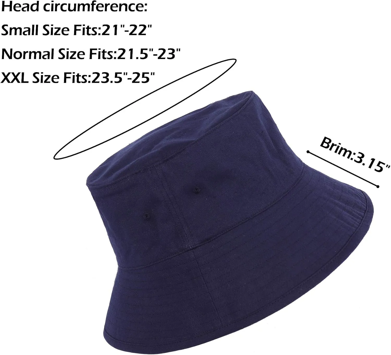 Zylioo XXL Oversize 100% Cotton Bucket Hat,Adjustable Floppy Fishing Hat,Big Size Travel Sun Hat