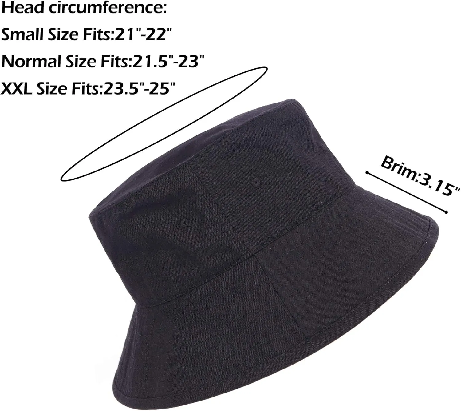 Zylioo XXL Oversize 100% Cotton Bucket Hat,Adjustable Floppy Fishing Hat,Big Size Travel Sun Hat