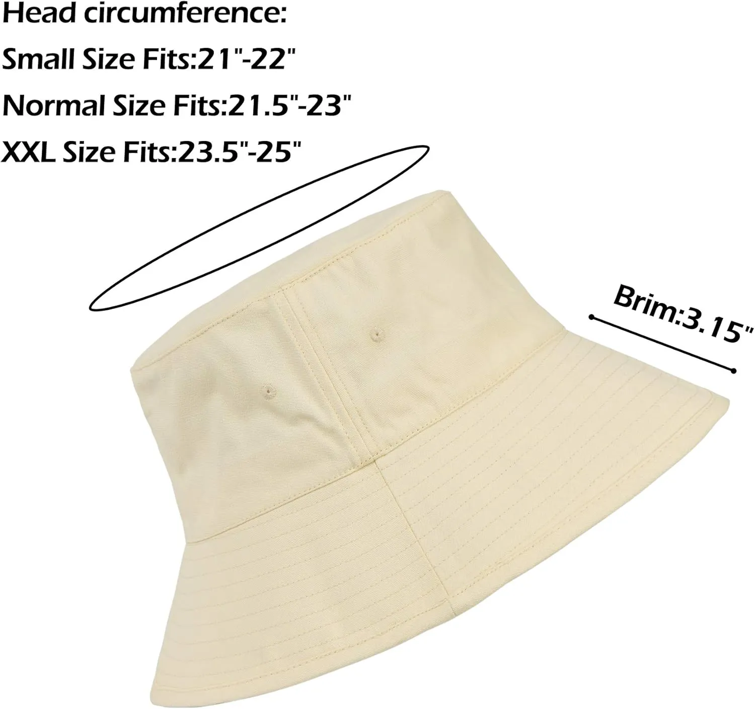 Zylioo XXL Oversize 100% Cotton Bucket Hat,Adjustable Floppy Fishing Hat,Big Size Travel Sun Hat