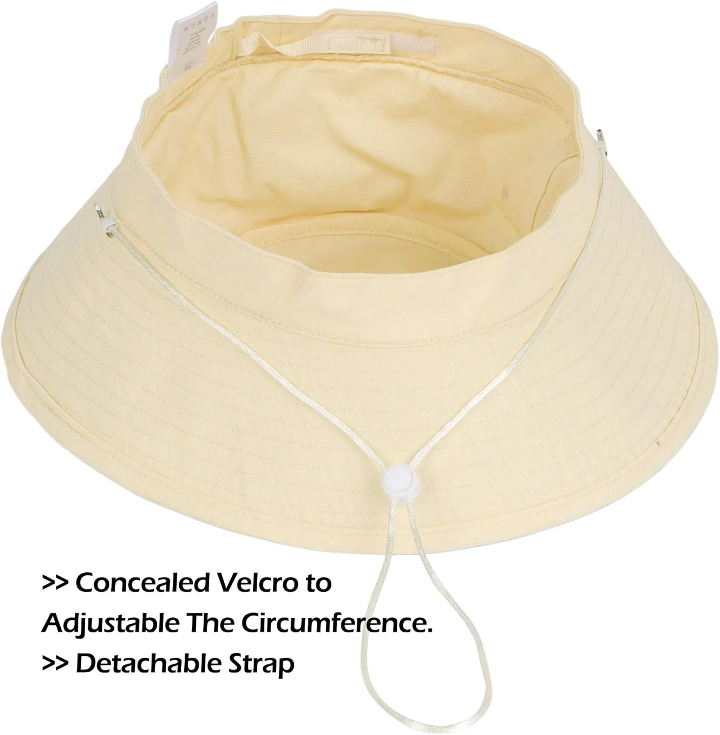 Zylioo XXL Oversize 100% Cotton Bucket Hat,Adjustable Floppy Fishing Hat,Big Size Travel Sun Hat